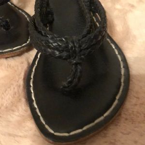 Black leather wedge sandal